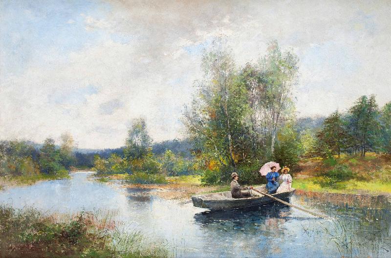 Severin Nilsson Rowing in a summer landscape Germany oil painting art